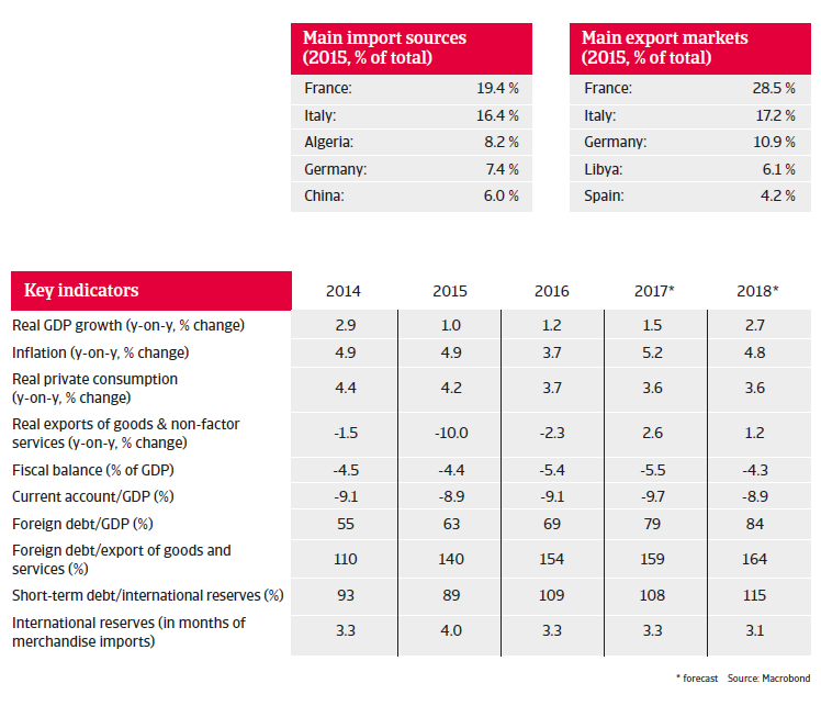 MENA Tunisia 2017 key indicators